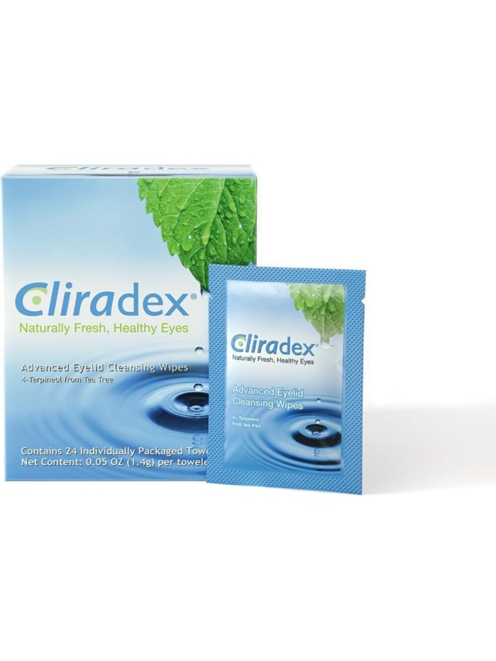 Natural Tea Tree Oil Cleansing Wipes, 24 Count | Face & Eyelash Towelettes for